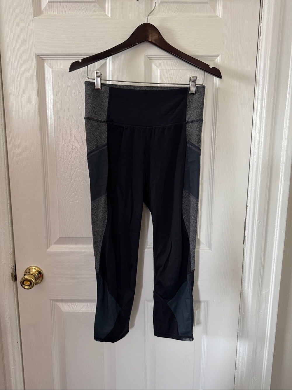 High-Waist Black & Charcoal Capris — Performance Leggings